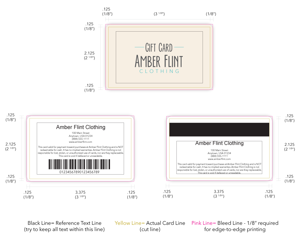 POSIM gift card specifications all