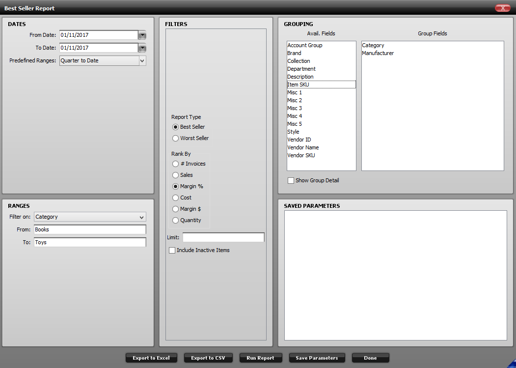POS Software Best Seller Report Generated 80 20 Rule